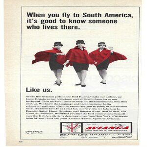 1967 Avianca South America Lives There First Airline Vintage Magazine Print Ad
